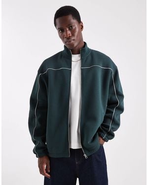 ASOS Relaxed Track Jacket With Piping - Blue