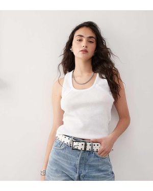 Collusion Elevated Seam Detail Waffle Vest - White