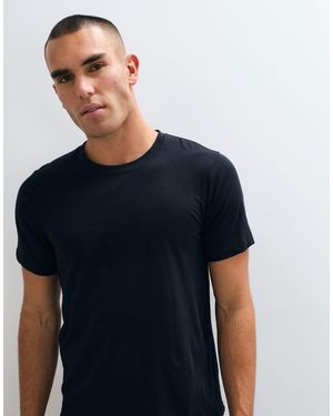 4505 T-shirt henley à manches courtes en coton slub léger - Bleu