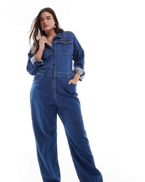 ONLY Long Sleeve Denim Jumpsuit - Blue