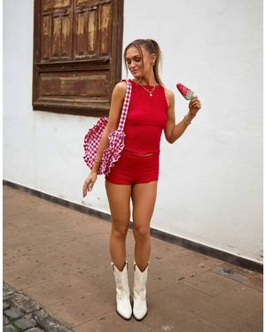 South Beach Pantalones Cortos Rojos Fruncidos De X Misha Grimes (Parte De Un Conjunto)