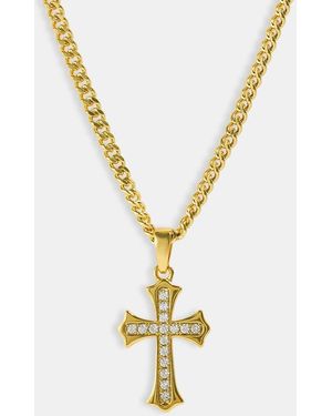CERNUCCI Polished Edge Iced Cross Cuban 25Mm Necklace - Metallic