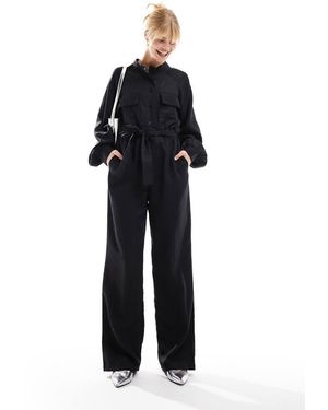 Pretty Lavish Mono Largo Utilitario Con Mangas Globo De - Negro