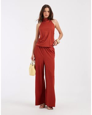 River Island Linen Blend Balloon Fit Pants - Red