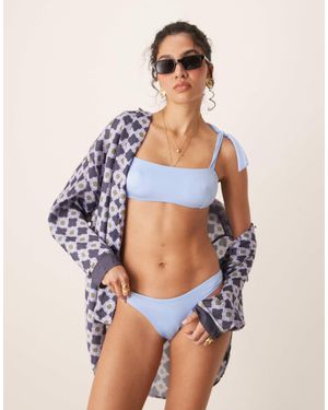 Free Society High Leg Bikini Bottom - Blue