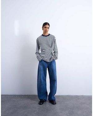 TOPSHOP Camiseta A Rayas Azules Y Blancas Con Cintura Entallada De