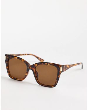Pieces – cat-eye-sonnenbrille mit eckigem gestell und schildpattoptik - Braun
