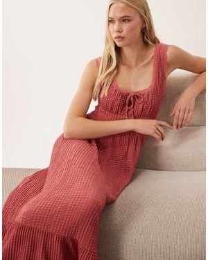 Miss Selfridge Vestido Maxi Con Fruncido En -Rosa - Rojo