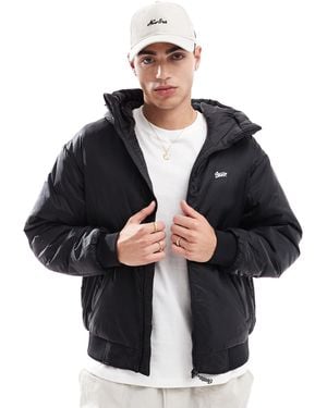 Pull&Bear Padded Ripstop Hooded Jacket - Black