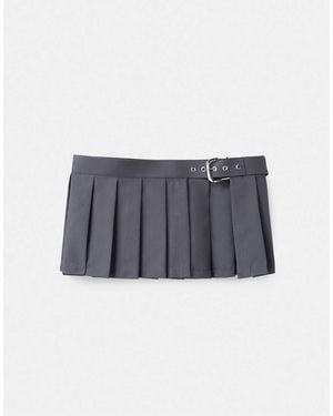 Stradivarius Gonna A Pieghe Con Cintura Grigia - Blu