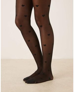JJXX Medias Negras Transparentes Con Corazones De - Neutro