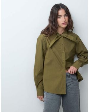 ASOS Camicia Con Collo Annodato Oliva - Verde