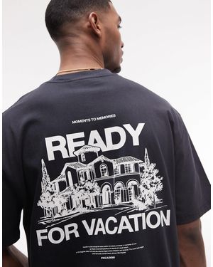 PEGADOR Bovec Oversized T-shirt With Back Print Graphic - Blue