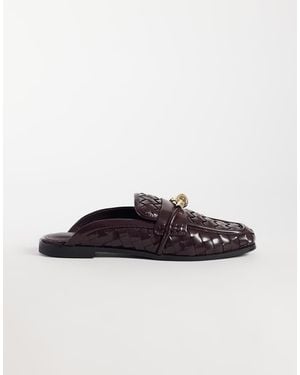 JW PEI Elowen Woven Mule Loafers With Gold Detailing - Red