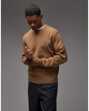 Lacoste Jersey Marrón Con Cuello Redondo De - Multicolor