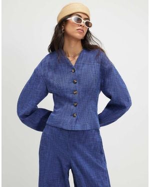 River Island Cotton Cocoon Sleeve Seamed Jacket - Blue