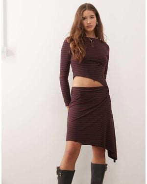 Collusion Asymmetrical Striped Top - Red
