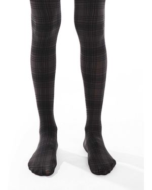 Pretty Polly Tartan Pattern Tights - Black
