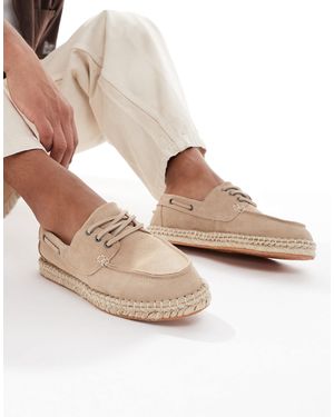 Pull&Bear Faux Suede Boat Shoes - Natural