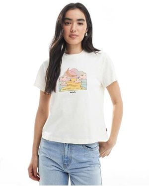 Levi's T-Shirt Classica Bianca Con Grafica Con Luna - Bianco