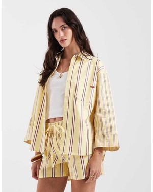 laagam Camisa Amarillo Pastel A Rayas De Popelina Caos De (Parte De Un Conjunto) - Neutro