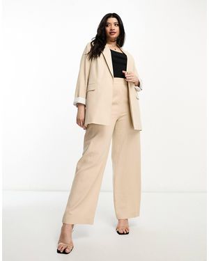 Yours Linen Look Blazer - Natural