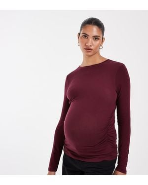 Vero Moda Long Sleeve Ruched Detail Jersey T-shirt - Red