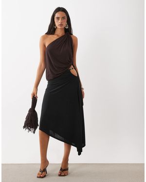 ASOS Set Awkward Crop Asym Skirt With Beads - Black