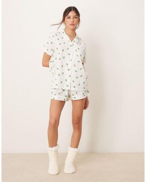 Loungeable Pijama De Pantalones Cortos Y Camisa De Manga Corta Con Estampado De Cactus De Plumeti De - Neutro