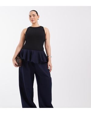 ASOS Curve Tailored Low Rise Skirted Trouser - Blue