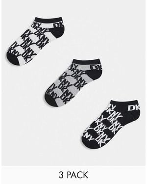 DKNY 3 Pack Drew Trainer Liner Socks - White