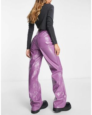 ONLY Faux Leather Croc Print Trouser Co-ord - Purple