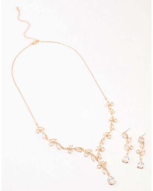 Lovisa Parure collier et boucles d'eilles vigne à cristaux - dé - Neutre