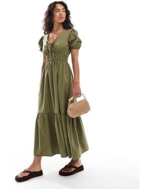 New Look Poplin Midi Dress - Green