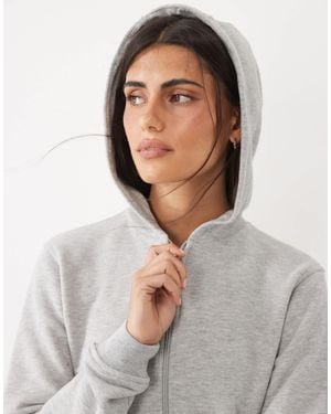 4505 2000er leichter studio-kapuzenpullover mit reißverschluss und reißverschlusstaschen - Grau
