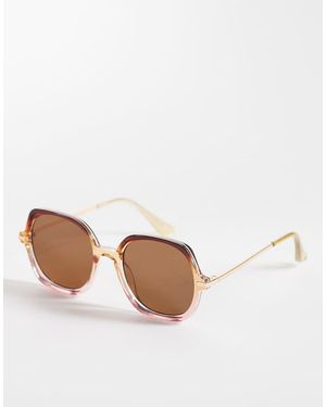 ALDO Gafas De Sol Doradas Extragrandes Con Montura Al Aire Y Lentes Naranjas Leilah De - Blanco
