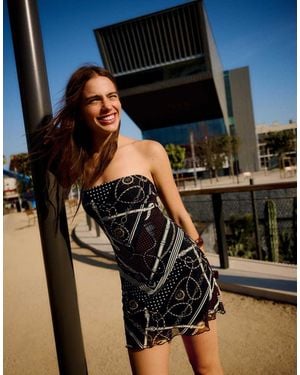 Bershka Tulle Bandeau Mini Dress - Black