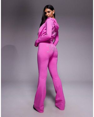Juicy Couture Joggingbroek Van Velours Met Lage Taille, Trekkoord En Siersteentjes - Roze