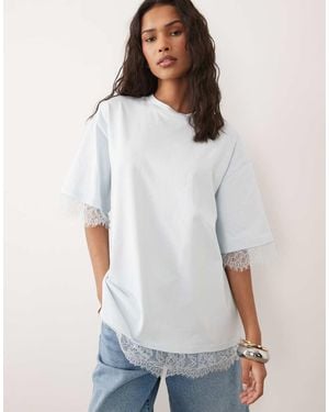 ASOS Oversized T-shirt With Lace Hem - White