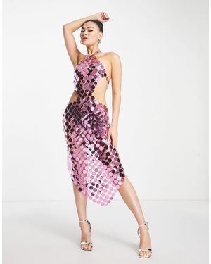 SIMMI Vestido midi con abertura en la cintura - Rosa