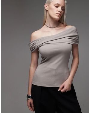 & Other Stories Off Shoulder Ruched Top - Grey