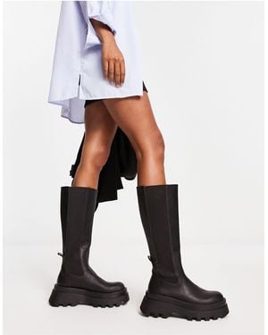 Pull&Bear – kniehohe stiefel - Weiß