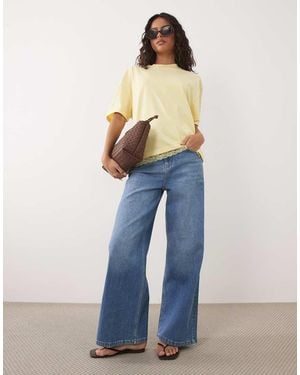 ASOS Oversized T-shirt With Lace Trim At Hem - Blue