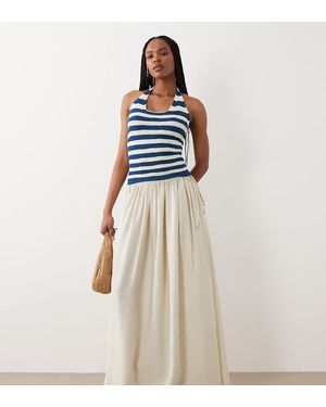 ASOS Asos Design Tall Tie Waist Soft Crinkle Maxi Skirt - Blue