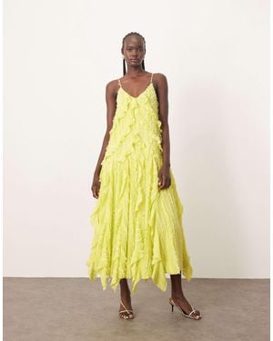 ARRANGE Textured Ruffle Cami Midi Dress - Yellow