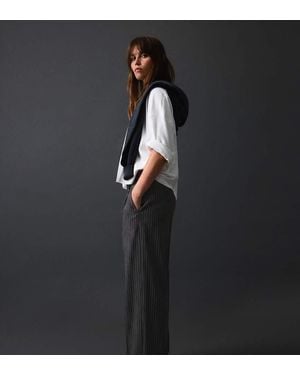 Bershka Petite Double-Fabric Darted Trousers - Black