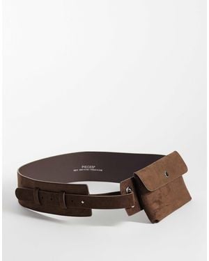 Pieces Faux Suede Belt Bag - Brown