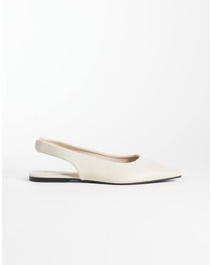 SEQWL Scar Slingback Pointed Toe Ballet Flats - White