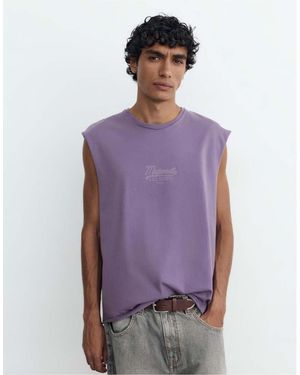Pull&Bear Midwest Graphic Tank Top - Purple