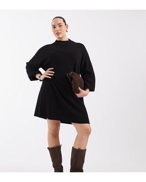 Vero Moda Gebreide Minijurk Met Opstaande Hals - Zwart